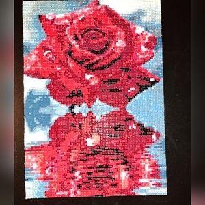 Finished rose reflection diamond painting